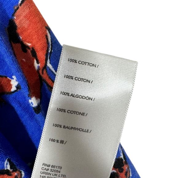 Anthropologie Blue Fox Print Long Sleeve Tee Top Small S Novelty Classic Graphic - Picture 6 of 6